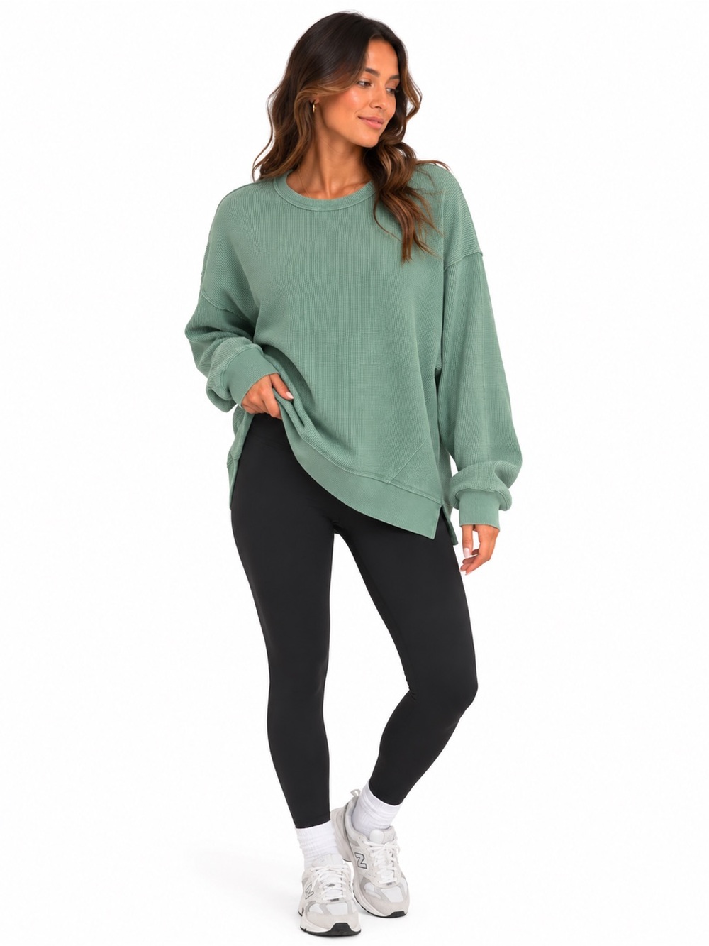 Seven7 Relaxed Crewneck Sweater in Sage